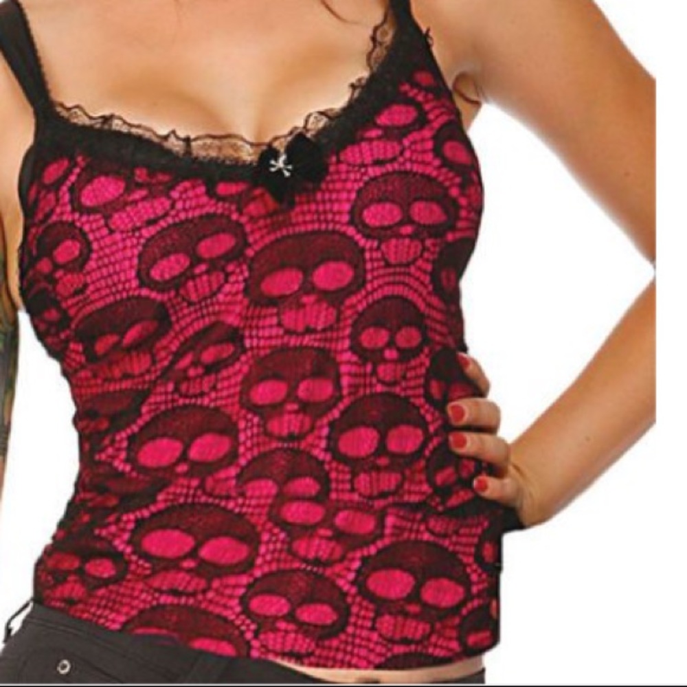 Voodoo Vixen Sexy Lacy Skulls Cami Top
